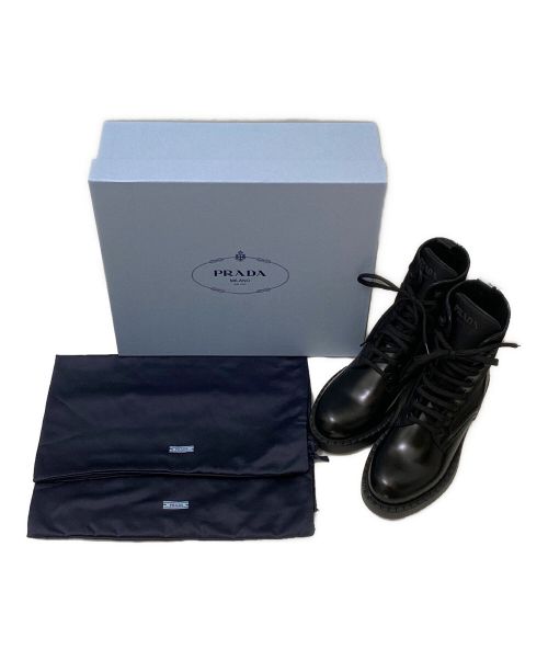 PRADA（プラダ）PRADA (プラダ) レースアップブーツ ブラック サイズ:34　1/2の古着・服飾アイテム