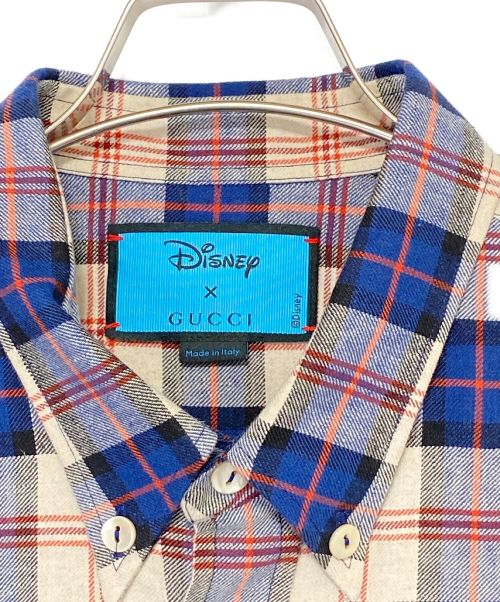 GUCCI（グッチ）GUCCI (グッチ) DISNEY (ディズニー) Donald Duck Plaid Long Sleeves Shirt ネイビー サイズ:SIZE 50の古着・服飾アイテム