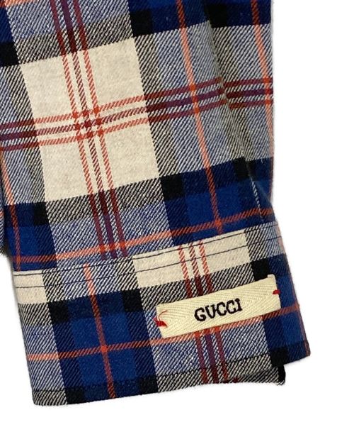 GUCCI（グッチ）GUCCI (グッチ) DISNEY (ディズニー) Donald Duck Plaid Long Sleeves Shirt ネイビー サイズ:SIZE 50の古着・服飾アイテム