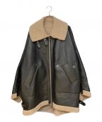 TAKAHIROMIYASHITA TheSoloIst.タカヒロミヤシタ ザソロイスト）の古着「22AW ダブルジップ バルーンシェイプド フェイクムートン フライトジャケット」｜ブラック