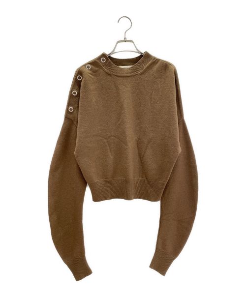 CELINE（セリーヌ）CELINE (セリーヌ) 肩ボタンカシミヤニット ブラウン サイズ:Sの古着・服飾アイテム