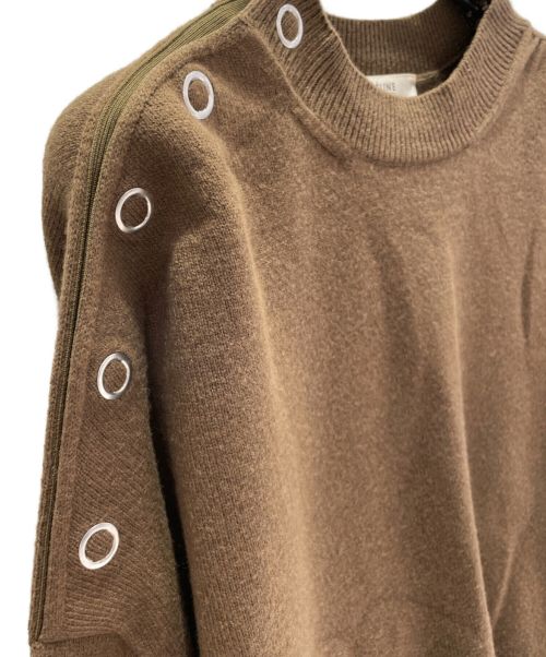 CELINE（セリーヌ）CELINE (セリーヌ) 肩ボタンカシミヤニット ブラウン サイズ:Sの古着・服飾アイテム