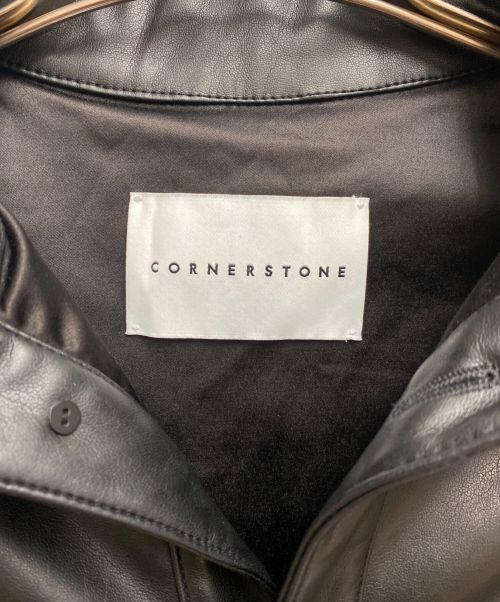 CORNERSTONE（コーナーストーン）CORNERSTONE (コーナーストーン) エコレザージャケット ブラック サイズ:48の古着・服飾アイテム