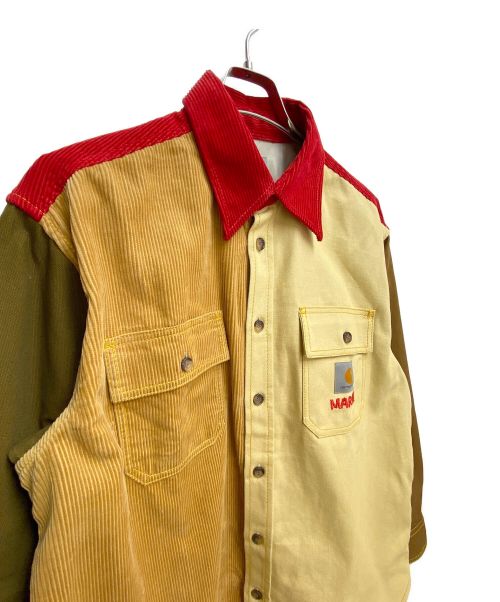 MARNI（マルニ）MARNI (マルニ) Carhartt WIP (カーハートダブリューアイピー) 23SS カラーブロックオーバーシャツ ブラウン サイズ:S 未使用品の古着・服飾アイテム