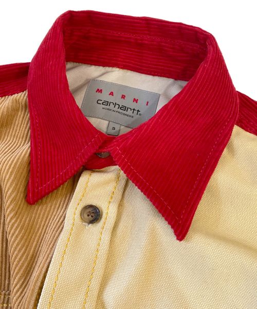 MARNI（マルニ）MARNI (マルニ) Carhartt WIP (カーハートダブリューアイピー) 23SS カラーブロックオーバーシャツ ブラウン サイズ:S 未使用品の古着・服飾アイテム