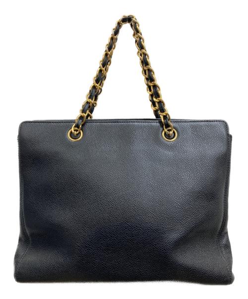CHANEL（シャネル）CHANEL (シャネル) キャビアスキン チェーントートバッグ ブラックの古着・服飾アイテム