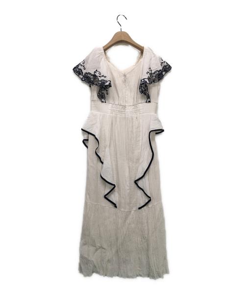 HER LIP TO（ハーリップトゥ）Her lip to (ハーリップトゥ) Cutwork Embroidery Angel Sleeve Dress ホワイト×ネイビー サイズ:Sの古着・服飾アイテム