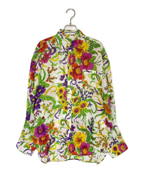 BALENCIAGA（バレンシアガ）BALENCIAGA (バレンシアガ) フラワープリントシルクシャツ ホワイト サイズ:36の古着・服飾アイテム
