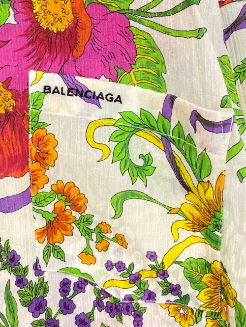 BALENCIAGA（バレンシアガ）BALENCIAGA (バレンシアガ) フラワープリントシルクシャツ ホワイト サイズ:36の古着・服飾アイテム