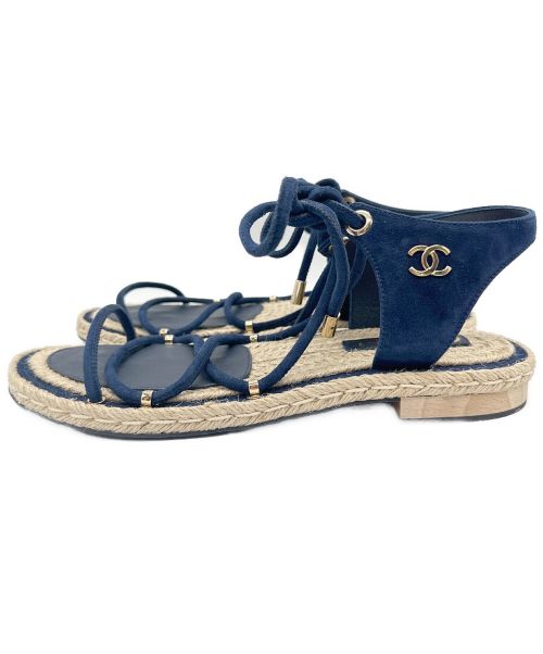 CHANEL（シャネル）CHANEL (シャネル) コードデザインエスパサンダル ネイビー サイズ:40の古着・服飾アイテム