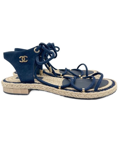 CHANEL（シャネル）CHANEL (シャネル) コードデザインエスパサンダル ネイビー サイズ:40の古着・服飾アイテム