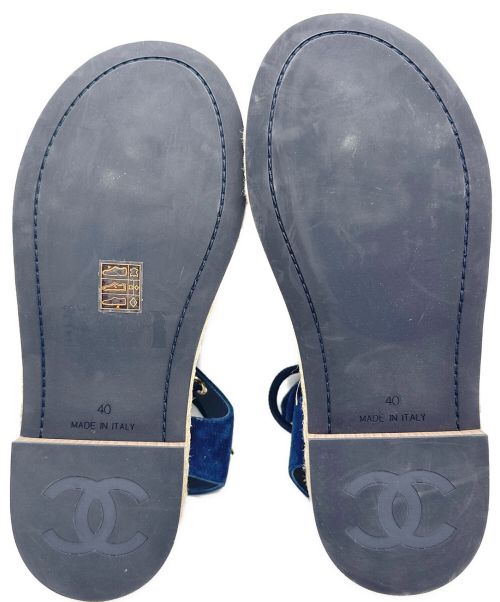 CHANEL（シャネル）CHANEL (シャネル) コードデザインエスパサンダル ネイビー サイズ:40の古着・服飾アイテム