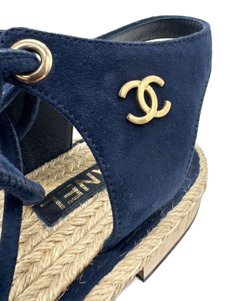 CHANEL（シャネル）CHANEL (シャネル) コードデザインエスパサンダル ネイビー サイズ:40の古着・服飾アイテム