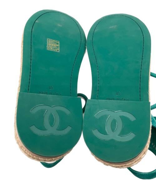 CHANEL（シャネル）CHANEL (シャネル) コードデザインエスパサンダル グリーン サイズ:40の古着・服飾アイテム