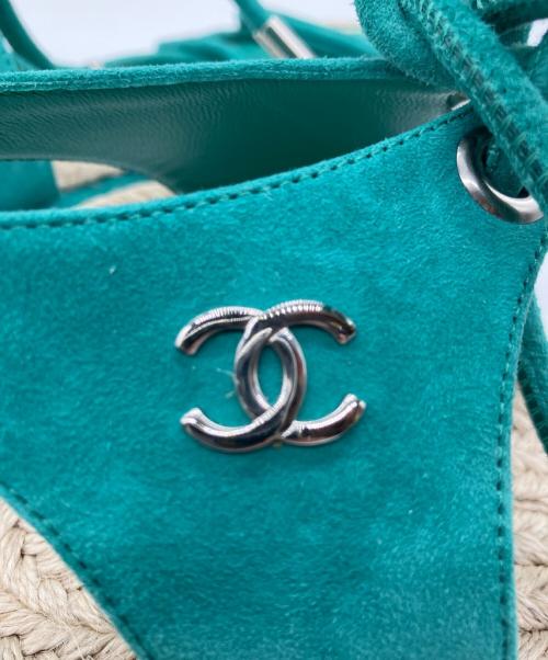 CHANEL（シャネル）CHANEL (シャネル) コードデザインエスパサンダル グリーン サイズ:40の古着・服飾アイテム