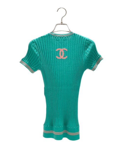 CHANEL（シャネル）CHANEL (シャネル) No.5 バックココマーク リブカットソー グリーン サイズ:38の古着・服飾アイテム
