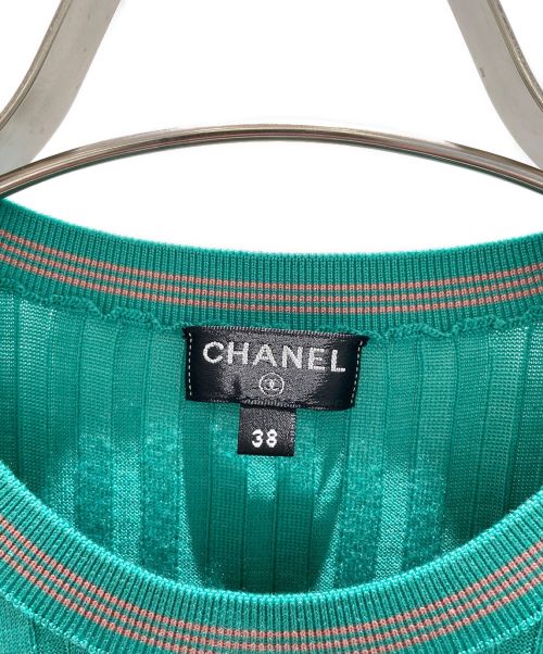 CHANEL（シャネル）CHANEL (シャネル) No.5 バックココマーク リブカットソー グリーン サイズ:38の古着・服飾アイテム