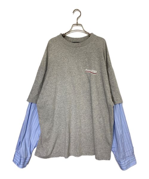 BALENCIAGA（バレンシアガ）BALENCIAGA (バレンシアガ) POLITICAL CAMPAIGN LAYERED TSHIRT グレー サイズ:XLの古着・服飾アイテム