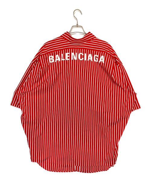BALENCIAGA（バレンシアガ）BALENCIAGA (バレンシアガ) コクーン スイング ストライプ シャツ レッド サイズ:38の古着・服飾アイテム