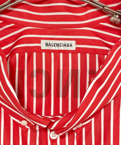 BALENCIAGA（バレンシアガ）BALENCIAGA (バレンシアガ) コクーン スイング ストライプ シャツ レッド サイズ:38の古着・服飾アイテム