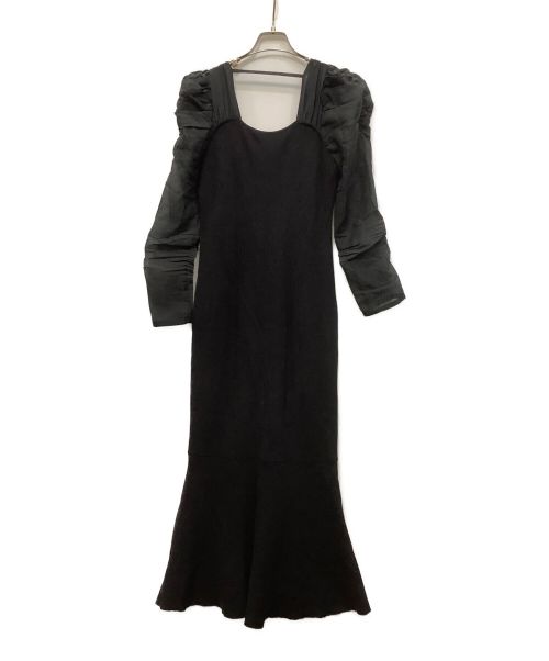 FRAY ID（フレイ アイディー）FRAY ID (フレイ アイディー) オーガンスリーブマーメイドニットワンピース ブラック サイズ:1の古着・服飾アイテム