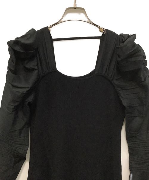 FRAY ID（フレイ アイディー）FRAY ID (フレイ アイディー) オーガンスリーブマーメイドニットワンピース ブラック サイズ:1の古着・服飾アイテム