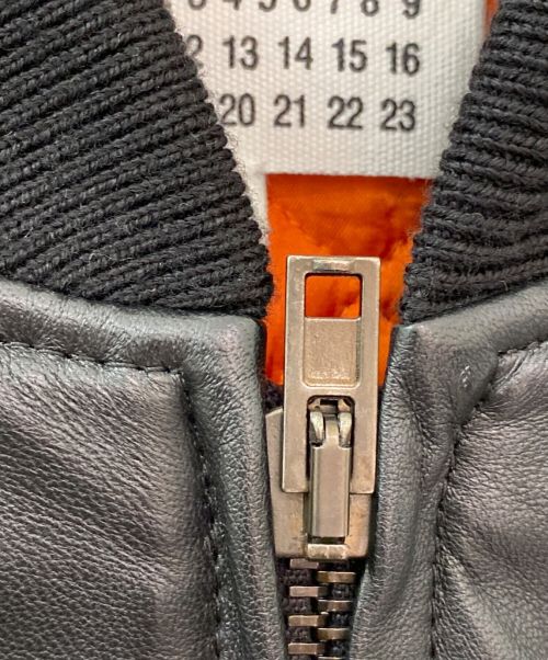 Maison Martin Margiela（メゾンマルタンマルジェラ）Maison Martin Margiela (メゾンマルタンマルジェラ) レザーMA-1ジャケット ブラック サイズ:42の古着・服飾アイテム