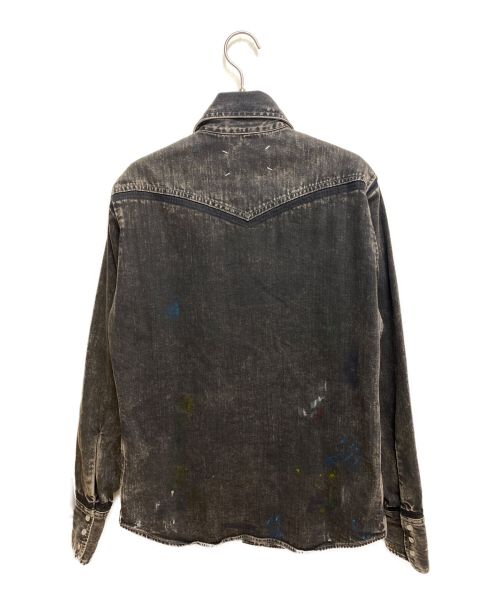 Maison Margiela（メゾンマルジェラ）Maison Margiela (メゾンマルジェラ) ペイントスプラッターデニムシャツ ブラック サイズ:38の古着・服飾アイテム