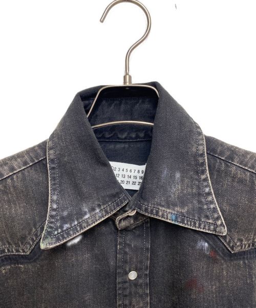 Maison Margiela（メゾンマルジェラ）Maison Margiela (メゾンマルジェラ) ペイントスプラッターデニムシャツ ブラック サイズ:38の古着・服飾アイテム
