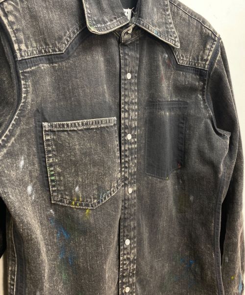 Maison Margiela（メゾンマルジェラ）Maison Margiela (メゾンマルジェラ) ペイントスプラッターデニムシャツ ブラック サイズ:38の古着・服飾アイテム