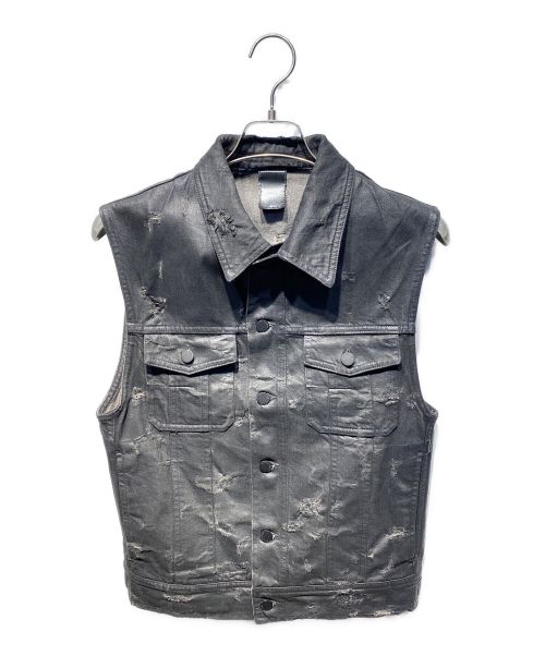 DIOR HOMME（ディオール オム）DIOR HOMME (ディオール オム) デストロイコーティングベスト ブラック サイズ:48の古着・服飾アイテム