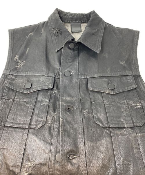DIOR HOMME（ディオール オム）DIOR HOMME (ディオール オム) デストロイコーティングベスト ブラック サイズ:48の古着・服飾アイテム