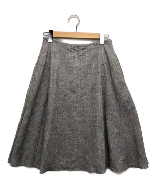 Rene（ルネ）Rene (ルネ) フラワー刺繍スカート グレー サイズ:38の古着・服飾アイテム