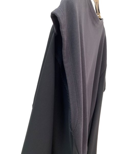 MM6 Maison Margiela（エムエムシックスメゾンマルジェラ）MM6 Maison Margiela (エムエムシックス メゾンマルジェラ) アシンメトリックスウェットドレープカットソー ブラック サイズ:XSの古着・服飾アイテム