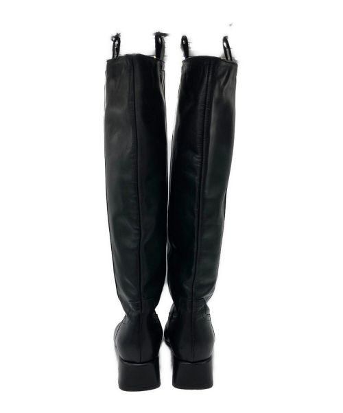 FABIO RUSCONI（ファビオルスコーニ）FABIO RUSCONI (ファビオ ルスコーニ) スクエアトゥロングブーツ ブラック サイズ:37の古着・服飾アイテム
