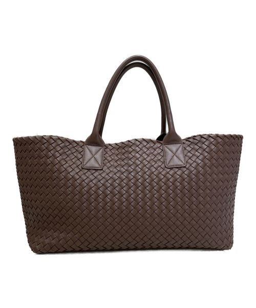 BOTTEGA VENETA（ボッテガベネタ）BOTTEGA VENETA (ボッテガベネタ) イントレチャートトートバッグ ブラウンの古着・服飾アイテム
