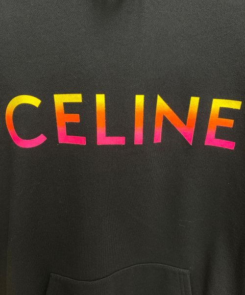CELINE（セリーヌ）CELINE (セリーヌ) グラデーションCELINEプリント ルーズフィットフーディー ブラック サイズ:XS 未使用品の古着・服飾アイテム