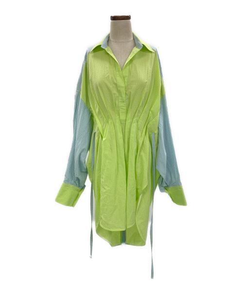 Venit（ヴェニット）venit (ヴェニット) WINDOWPANE SHIRT ライトグリーン サイズ:38の古着・服飾アイテム