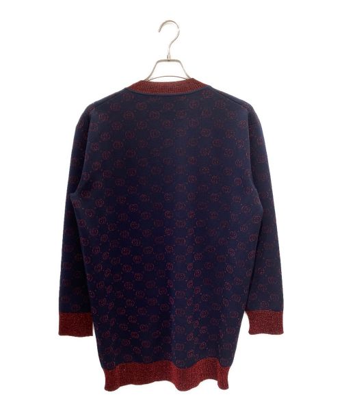 GUCCI（グッチ）GUCCI (グッチ) GGロゴラメニットカーディガン ネイビー サイズ:Sの古着・服飾アイテム