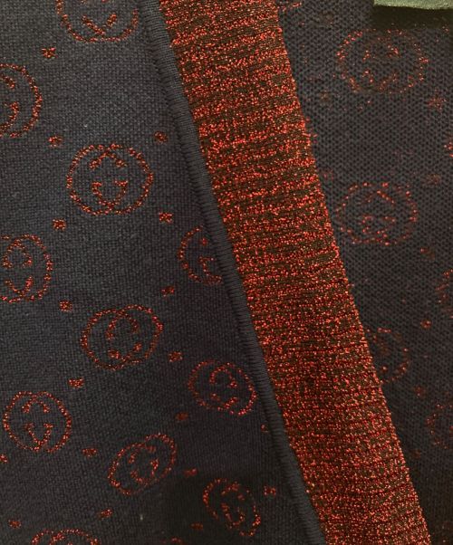 GUCCI（グッチ）GUCCI (グッチ) GGロゴラメニットカーディガン ネイビー サイズ:Sの古着・服飾アイテム
