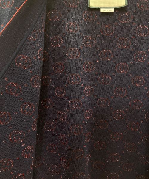 GUCCI（グッチ）GUCCI (グッチ) GGロゴラメニットカーディガン ネイビー サイズ:Sの古着・服飾アイテム