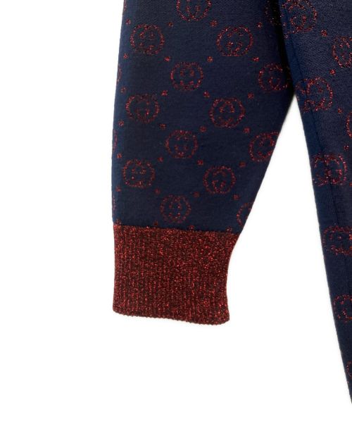 GUCCI（グッチ）GUCCI (グッチ) GGロゴラメニットカーディガン ネイビー サイズ:Sの古着・服飾アイテム