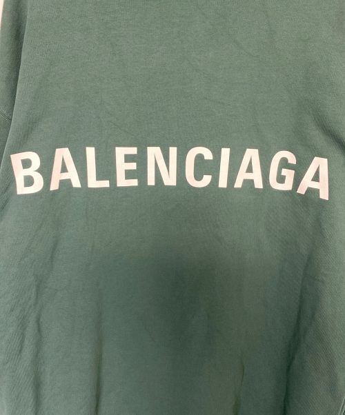 BALENCIAGA（バレンシアガ）BALENCIAGA (バレンシアガ) バックロゴプリント オーバーサイズフーディー グリーン サイズ:XSの古着・服飾アイテム