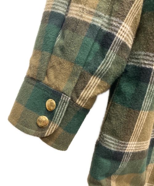 CELINE（セリーヌ）CELINE (セリーヌ) OVERSHIRT IN CHECKED COTTON グリーン サイズ:34 未使用品の古着・服飾アイテム