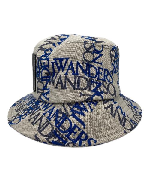 J.W. ANDERSON（ジェイダブリューアンダーソン）J.W. ANDERSON (ジェイダブリューアンダーソン) ロゴ ジャガード バケットハット グレー×ブルー サイズ:60の古着・服飾アイテム