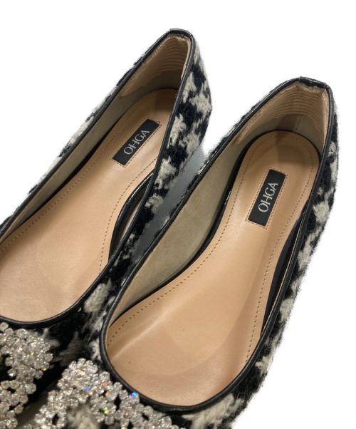 OHGA（オオガ）OHGA (オオガ) TWEED BIJOU PUMPS ブラック サイズ:22cmの古着・服飾アイテム