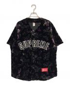 SUPREMEシュプリーム）の古着「Floral Velour Baseball Jersey」｜ブラック×パープル