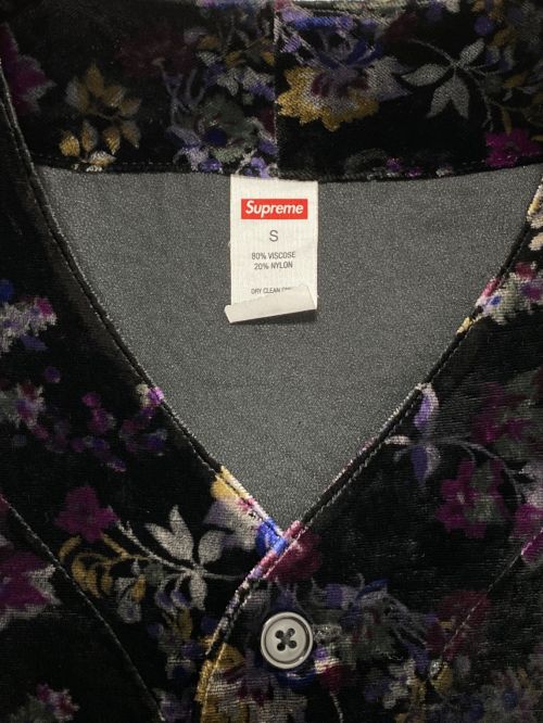 SUPREME（シュプリーム）SUPREME (シュプリーム) Floral Velour Baseball Jersey ブラック×パープル サイズ:Sの古着・服飾アイテム