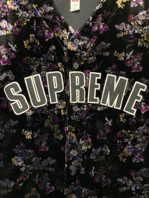SUPREME（シュプリーム）SUPREME (シュプリーム) Floral Velour Baseball Jersey ブラック×パープル サイズ:Sの古着・服飾アイテム