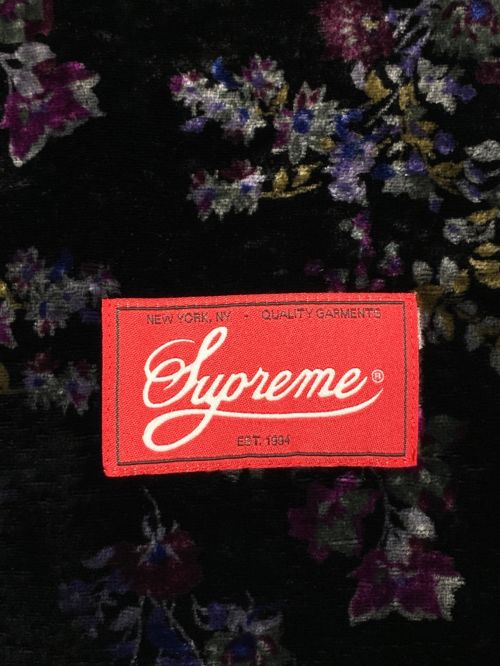 SUPREME（シュプリーム）SUPREME (シュプリーム) Floral Velour Baseball Jersey ブラック×パープル サイズ:Sの古着・服飾アイテム